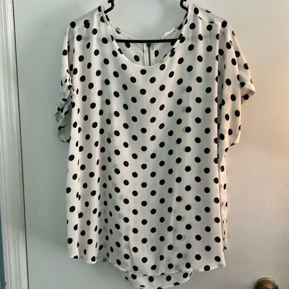 Maurices xl polka dot blouse white and black